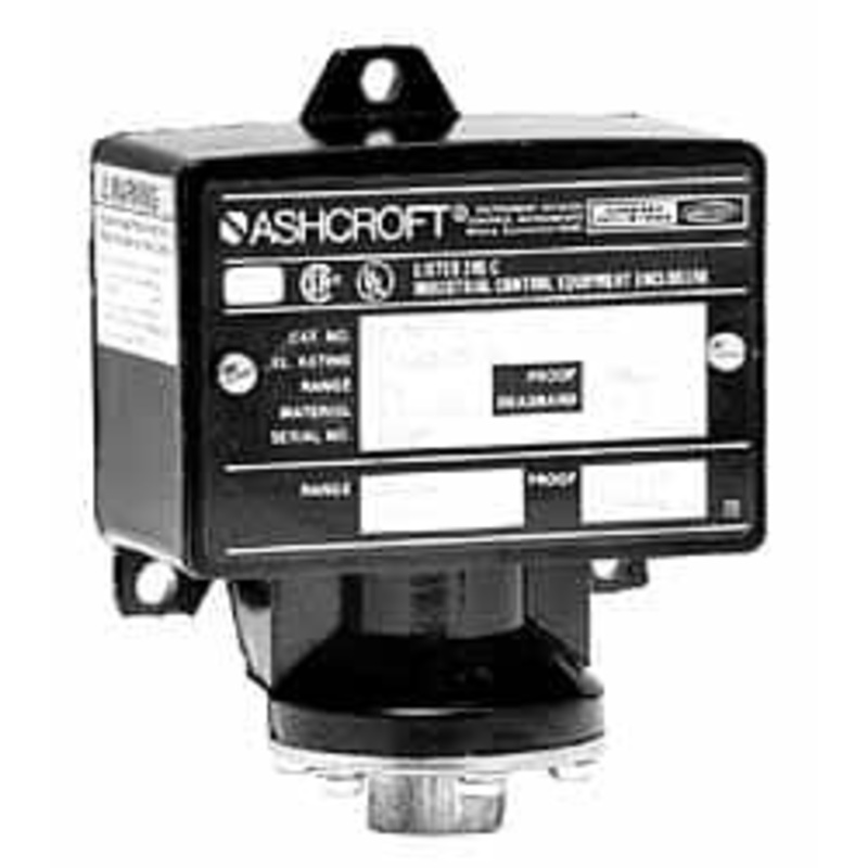 Ashcroft 150 to 1,000 psi Adjustable Range, 12,000 Max psi, Watertight Single Setpoint 1/4 Thread B424V 1000# – 56482805