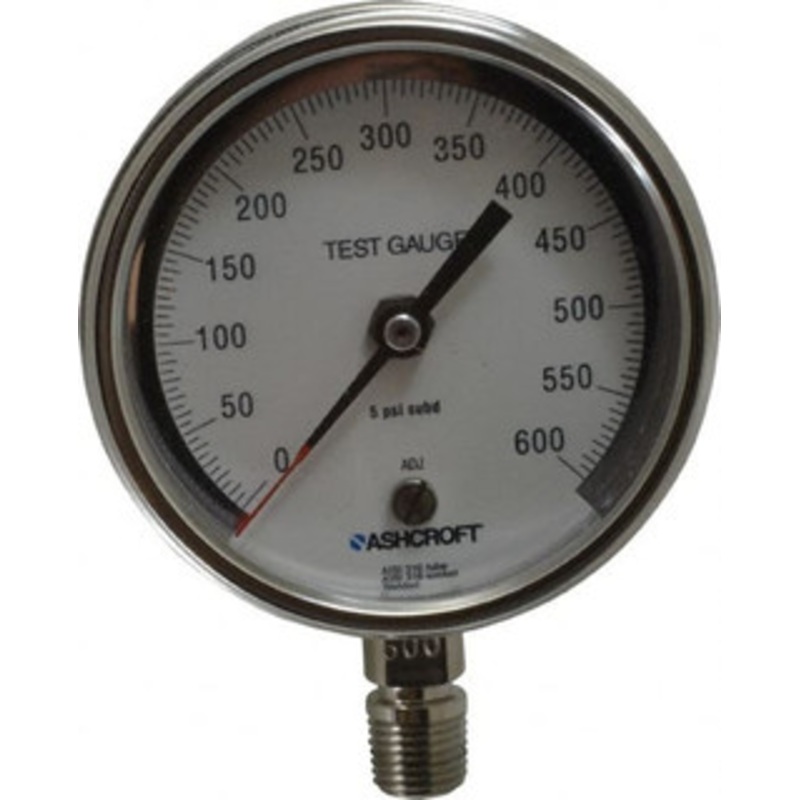 Ashcroft 3 Dial, 1/4 Thread, 0-600 Scale Range, Pressure Gauge Lower Connection Mount, Accurate to 0.5% of Scale 92916 – 56482409
