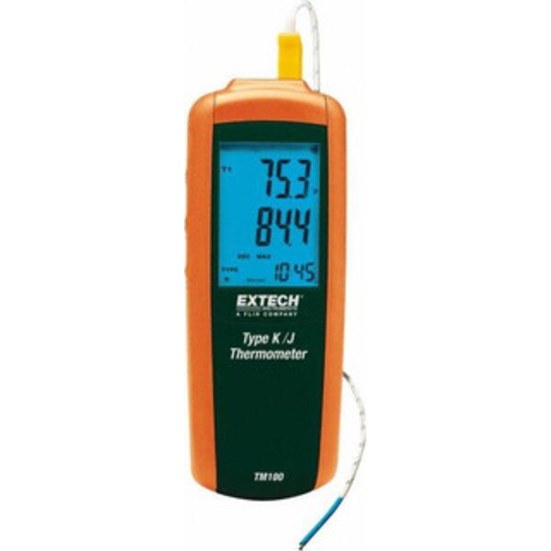 Extech -328 to 2,501F Digital Thermometer LCD Display, K, J Thermocouple Sensor, 9V Battery Power TM100 – 84514082