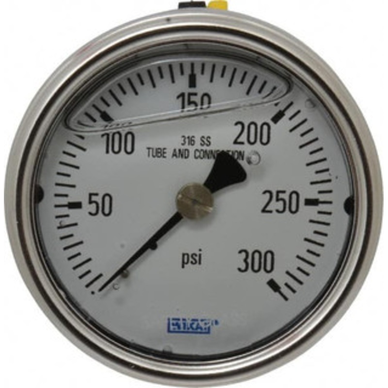 WIKA 2-1/2 Dial, 1/4 Thread, 0-300 Scale Range, Pressure Gauge Center Back Connection Mount, Accurate to 2-1-2% of Scale 9832160 – 63148894