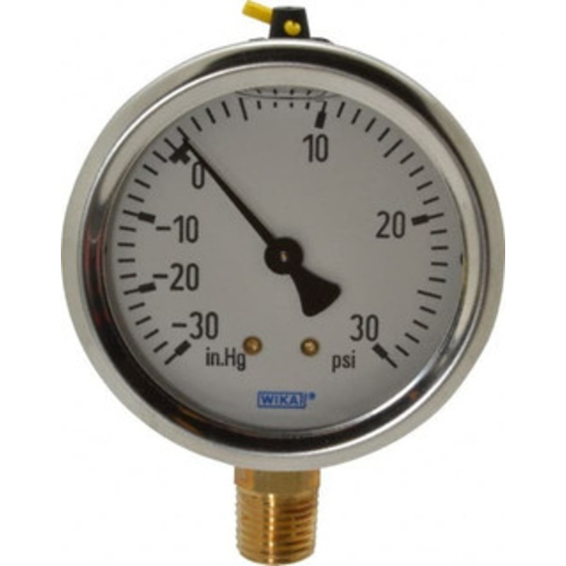 WIKA 2-1/2 Dial, 1/4 Thread, 30-0-30 Scale Range, Pressure Gauge Lower Connection Mount, Accurate to 1.5% of Scale 9767010 – 56453467
