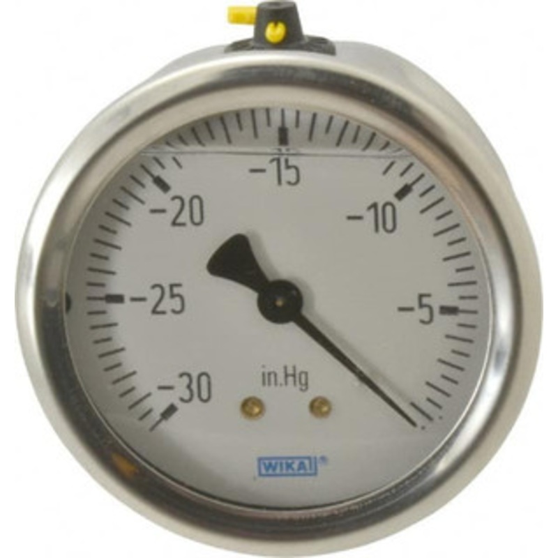 WIKA 2-1/2 Dial, 1/4 Thread, 30-0 Scale Range, Pressure Gauge Center Back Connection Mount, Accurate to 1.5% of Scale 9767185 – 56453756