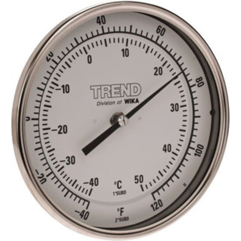 WIKA 2-1/2 Stem, -40 to 120 F Bi-Metal Thermometer Back Connected, 1% Accurate, Stainless Steel 50025A002G4 – 56428790