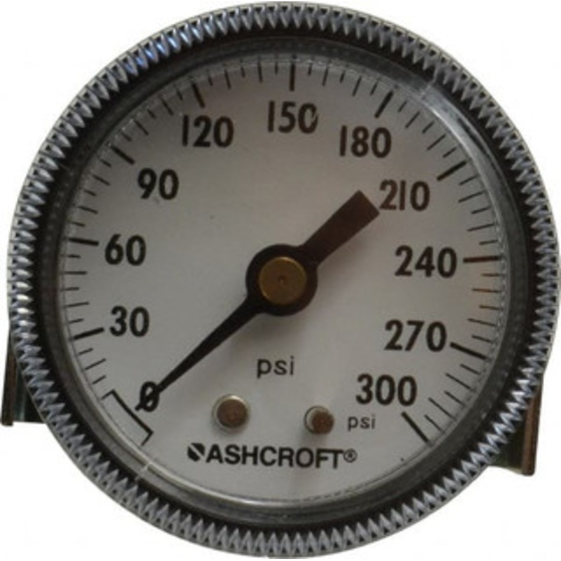 Ashcroft 2 Dial, 1/4 Thread, 0-300 Scale Range, Pressure Gauge Center Back Connection Mount 662876124374 – 56480098
