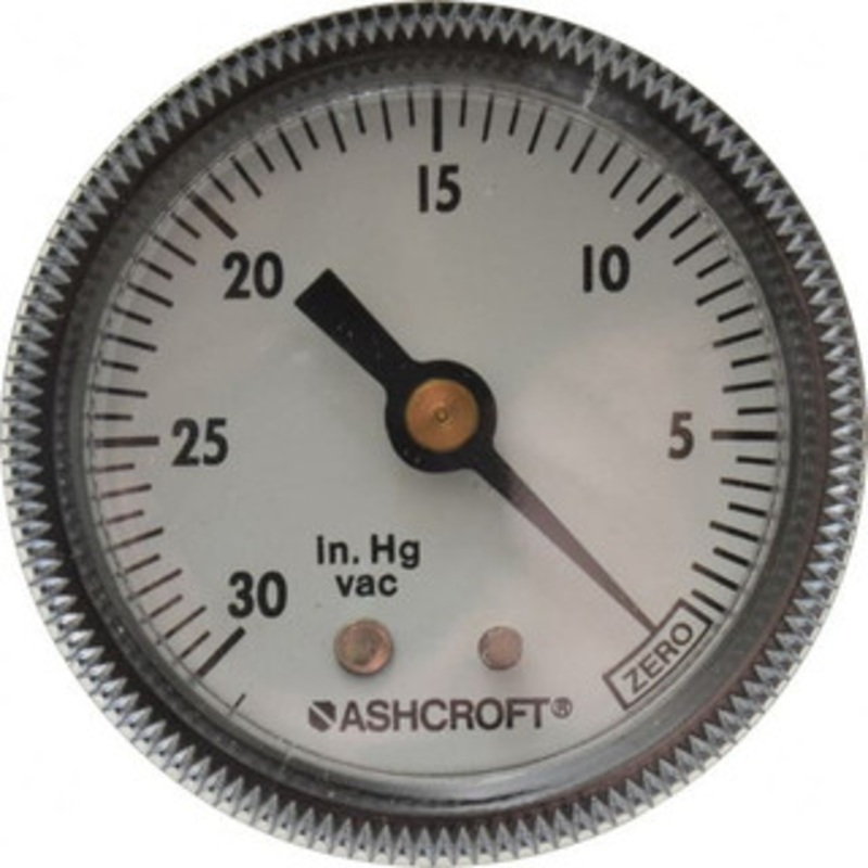 Ashcroft 2 Dial, 1/4 Thread, 30-0 Scale Range, Pressure Gauge Center Back Connection Mount 662876000500 – 56480122