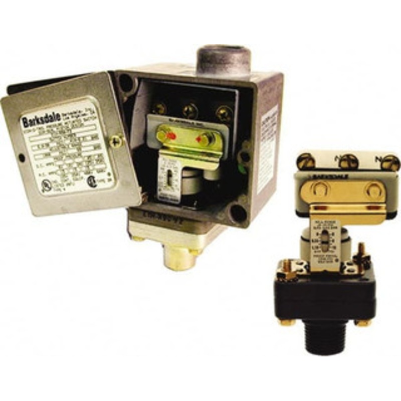 Barksdale 0.5 to 15 psi Adjustable Range, 1,000 Max psi, Diaphragm Piston Pressure Switch 1/4 NPT Male, Screw Terminals, SPDT Contact, Anodized Al Wetted Parts, 2% Repeatability E1H-H15 – 31033962