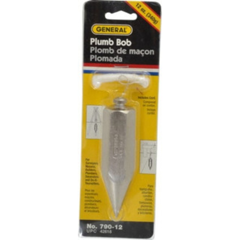 General 4-1/2 Inch Long, 1 Inch Diameter Steel Plumb Bob 12 Ounce 790-12 – 67563023