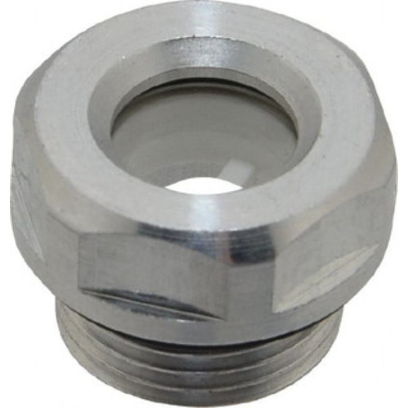 J.W. Winco G 3/8 Thread, 20mm Distance Across Flats, Aluminum Oil Level Sight Glasses 22mm Flange Diameter, 7.5mm Head Height, 8mm Length Under Head R01/A – 64829153