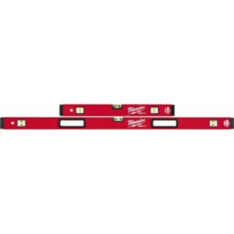 Milwaukee Tool 24 & 48 Long 6 Vial Box Beam Level Aluminum, Red, 2 Level & 4 Plumb Vials MLBXS48 – 38922167