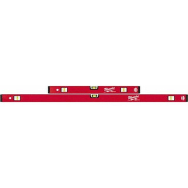 Milwaukee Tool 24 & 48 Long 6 Vial Box Beam Level Aluminum, Red, 2 Level & 4 Plumb Vials MLCMS48 – 38922092
