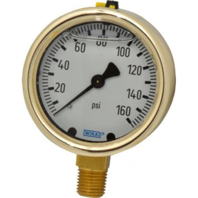 WIKA 2-1/2 Dial, 1/4 Thread, 0-160 Scale Range, Pressure Gauge Lower Connection Mount, Accurate to 1.5% of Scale 9310711 – 56455777
