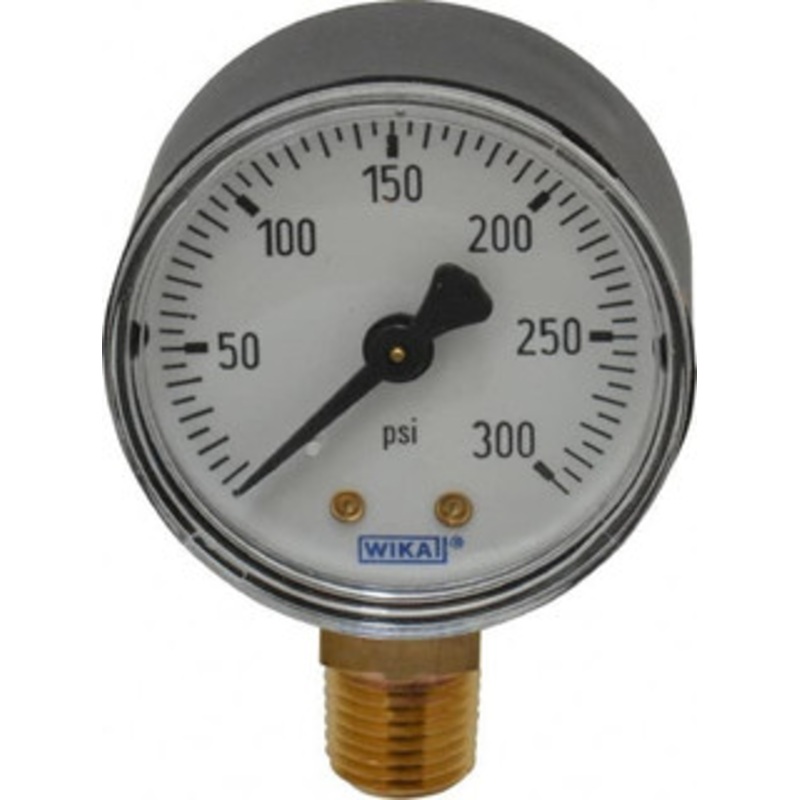 WIKA 2 Dial, 1/4 Thread, 0-300 Scale Range, Pressure Gauge Lower Connection Mount, Accurate to 3-2-3% of Scale 4252978 – 02297190
