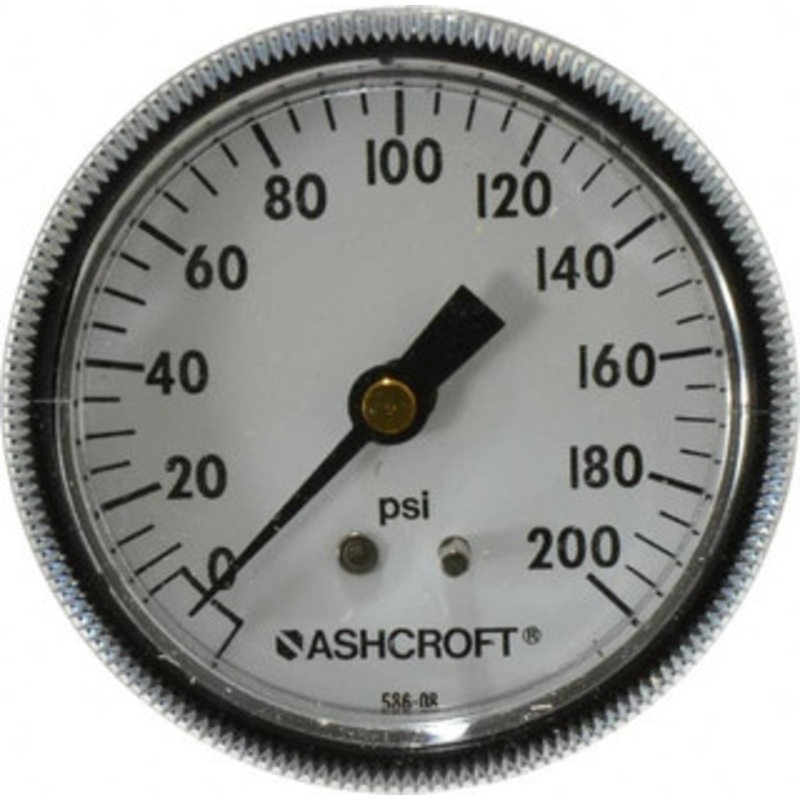 Ashcroft 2-1/2 Dial, 1/4 Thread, 0-200 Scale Range, Pressure Gauge Center Back Connection Mount 662876001477 – 56480247