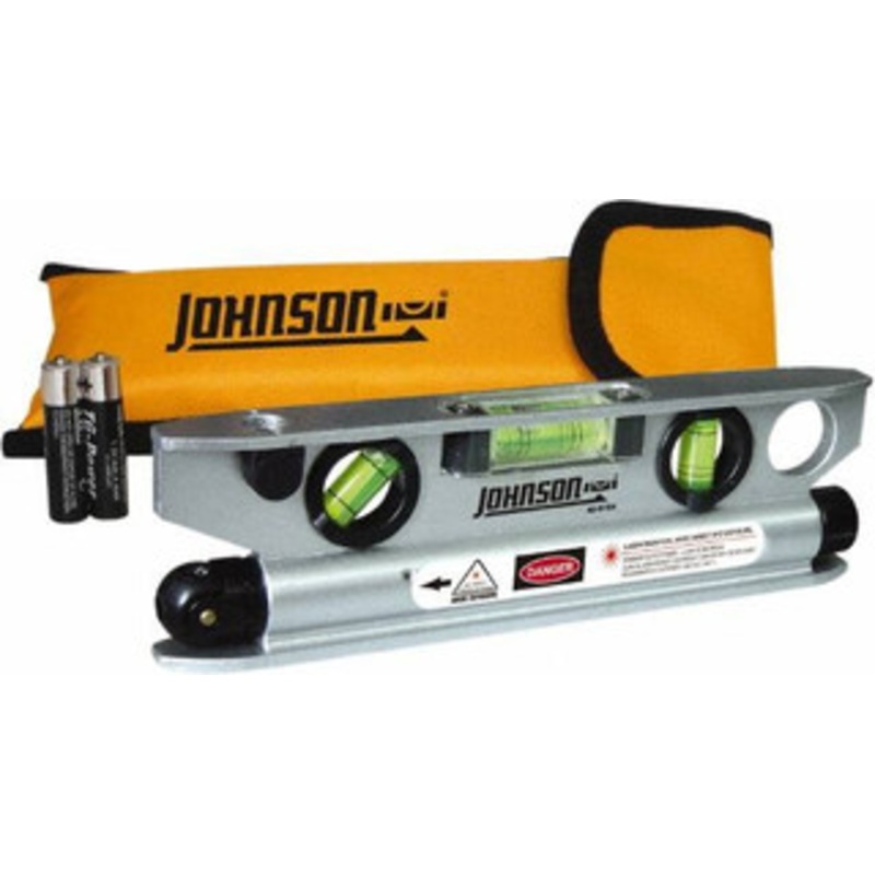 Johnson Level & Tool 1 Beam 100′ Max Range Torpedo Laser Level Red Beam, 1/8 at 50′ Accuracy, 7-1/2 Long x 2 Wide x 3/4 High, Battery Included 40-6164 – 78930773