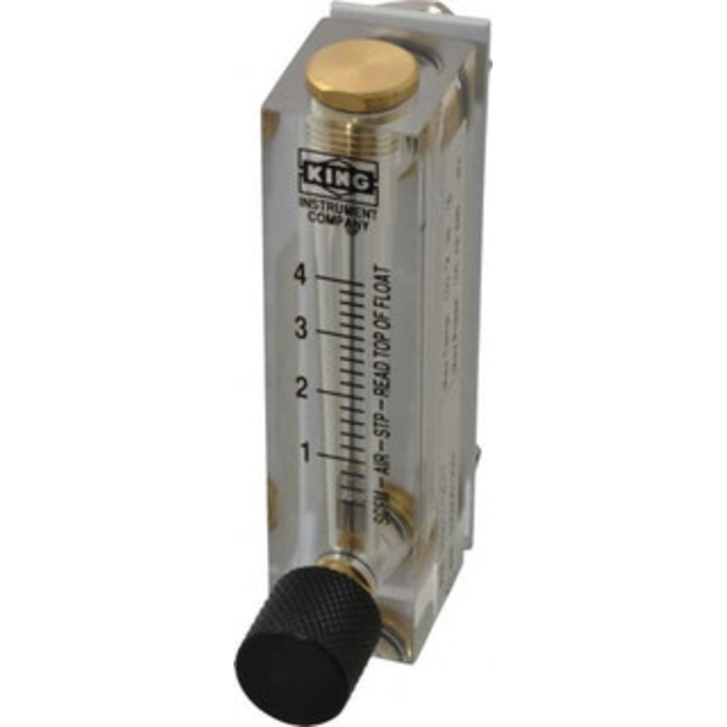 King Instrument 1/4 F Port Block Style, Panel Mount Flowmeter 125 Max psi, 4 SCFM, Acrylic 75301112C-17 – 86485802