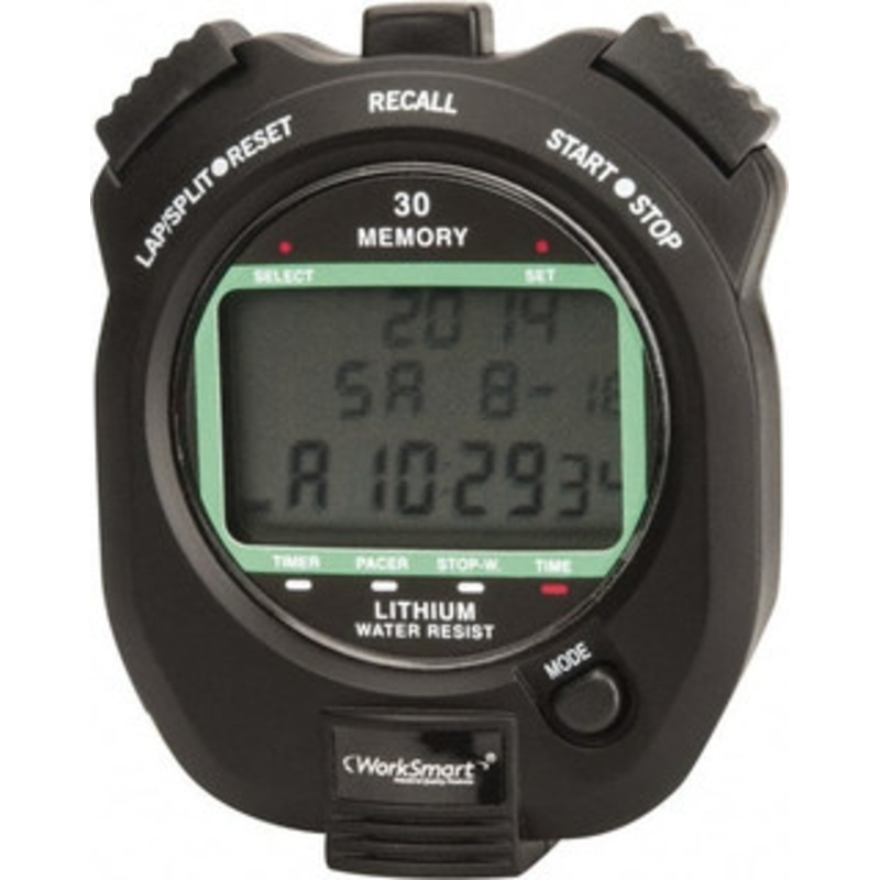Value Collection Water & Shock Resistant Digital Stopwatch Pacer, Count Down Timer, CR2032, Black WS-PE-STOP-006 – 85881985