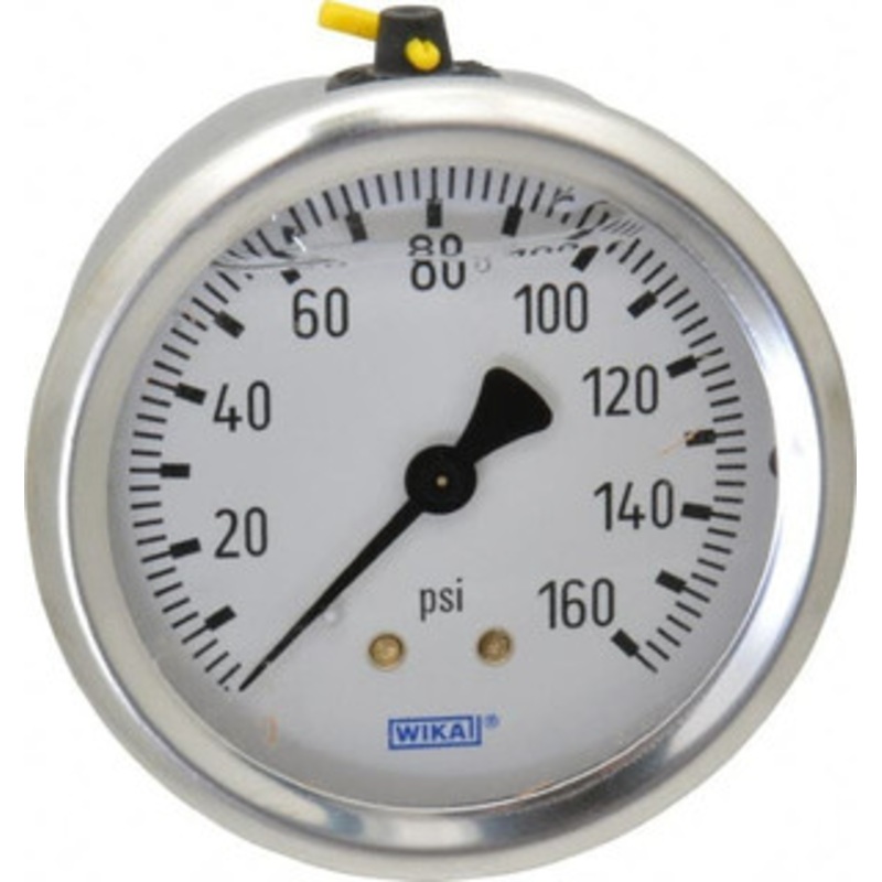 WIKA 2-1/2 Dial, 1/4 Thread, 0-160 Scale Range, Pressure Gauge Center Back Connection Mount, Accurate to 1.5% of Scale 9767223 – 56453798