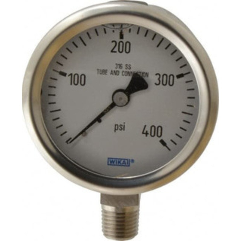 WIKA 2-1/2 Dial, 1/4 Thread, 0-400 Scale Range, Pressure Gauge Lower Connection Mount, Accurate to 1.5% of Scale 9833531 – 56454564