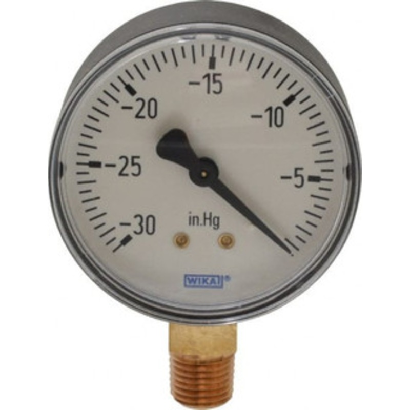 WIKA 2-1/2 Dial, 1/4 Thread, 30-0 Scale Range, Pressure Gauge Lower Connection Mount, Accurate to 3-2-3% of Scale 4253027 – 09125022