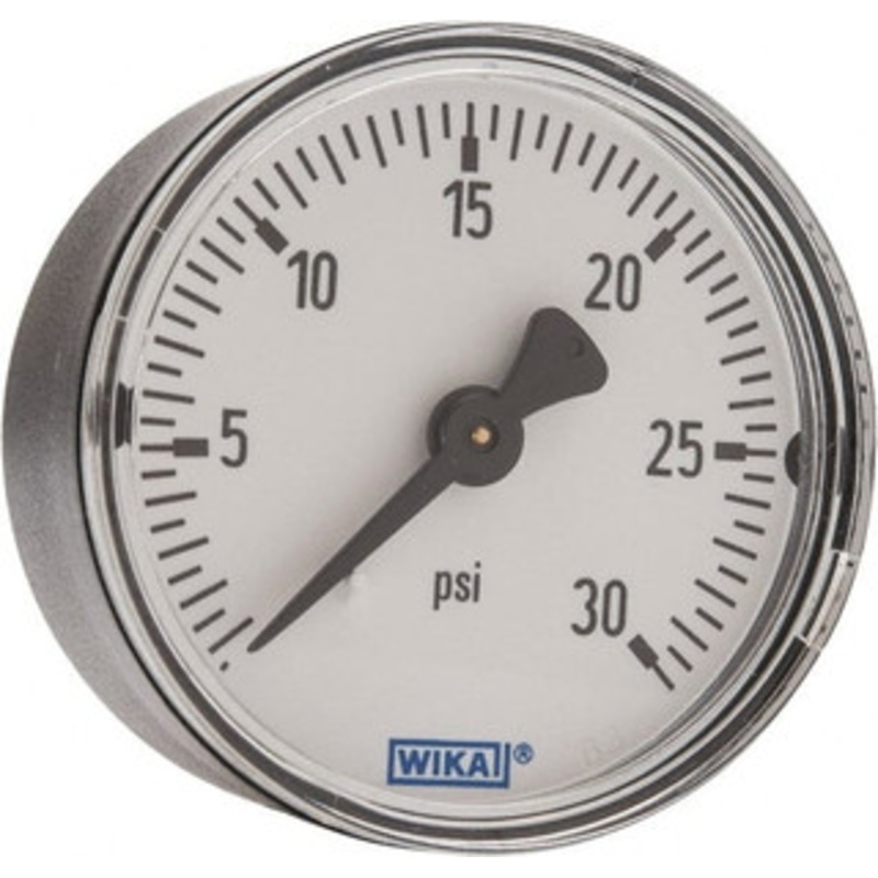 WIKA 2 Dial, 1/4 Thread, 0-30 Scale Range, Pressure Gauge Center Back Connection Mount, Accurate to 3-2-3% of Scale 4253272 – 89360879