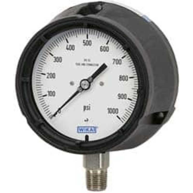 WIKA 4-1/2 Dial, 1/2 Thread, 0-5,000 Scale Range, Pressure Gauge Lower Connection Mount, Accurate to 0.5% of Scale 4334567 – 63151914