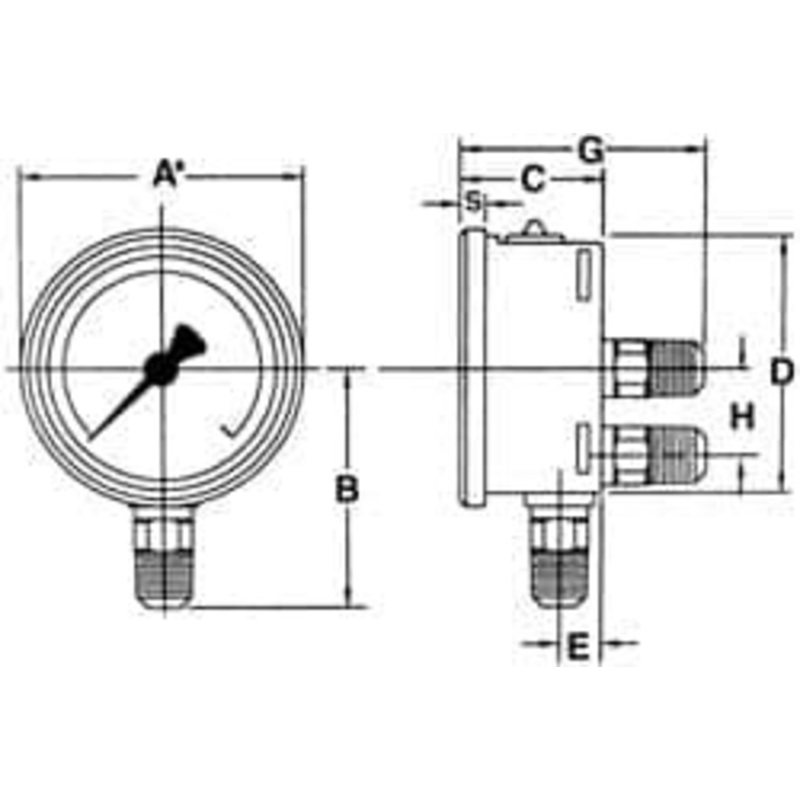 WIKA 4 Dial, 1/4 Thread, 30-0-200 Scale Range, Pressure Gauge Lower Connection Mount, Accurate to 1% of Scale 9699087 – 56453962