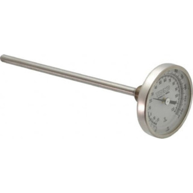 WIKA 6 Stem, 0 to 250 F Bi-Metal Thermometer Back Connected, 1% Accurate, Stainless Steel 20060A006G2 – 56440498