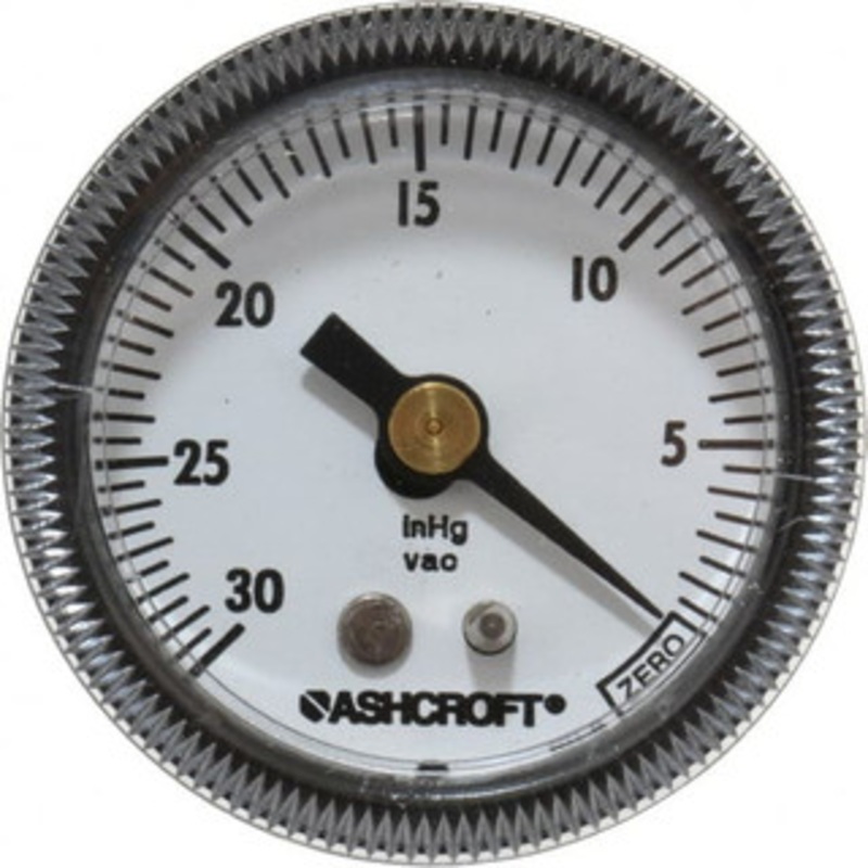 Ashcroft 1-1/2 Dial, 1/8 Thread, 30-0 Scale Range, Pressure Gauge Center Back Connection Mount 662876125593 – 56480023