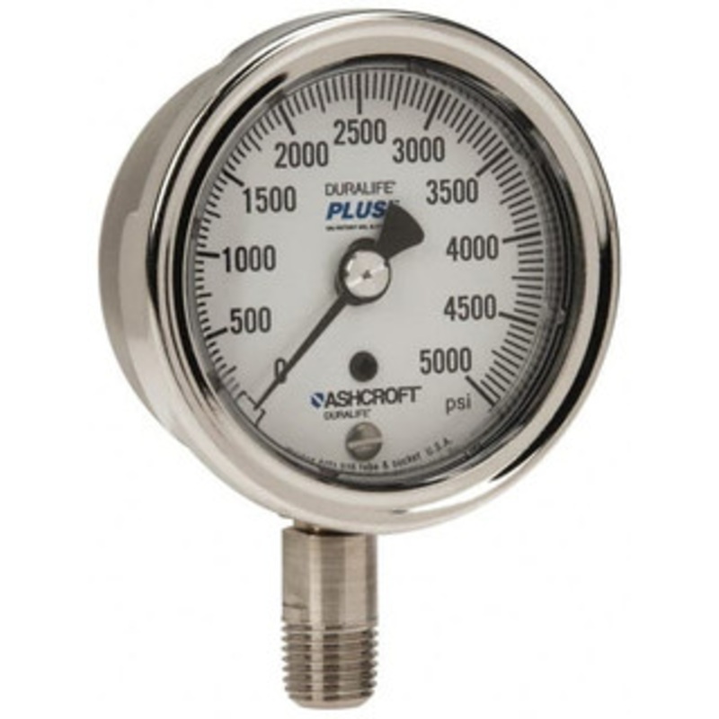 Ashcroft 2-1/2 Dial, 1/4 Thread, 0-5,000 Scale Range, Pressure Gauge Lower Connection Mount, Accurate to 1% of Scale 94234XLL – 75011262