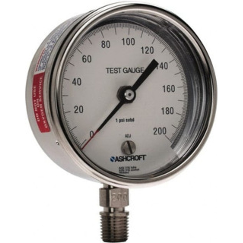Ashcroft 3 Dial, 1/4 Thread, 0-200 Scale Range, Pressure Gauge Lower Connection Mount, Accurate to 0.5% of Scale 92913 – 56482375