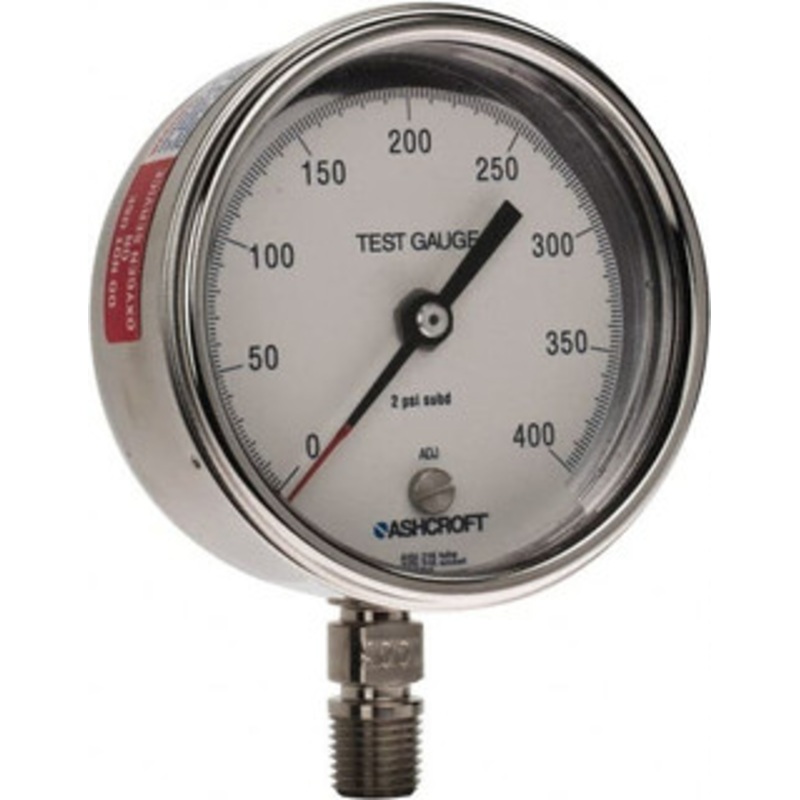 Ashcroft 3 Dial, 1/4 Thread, 0-400 Scale Range, Pressure Gauge Lower Connection Mount, Accurate to 0.5% of Scale 92915 – 56482391