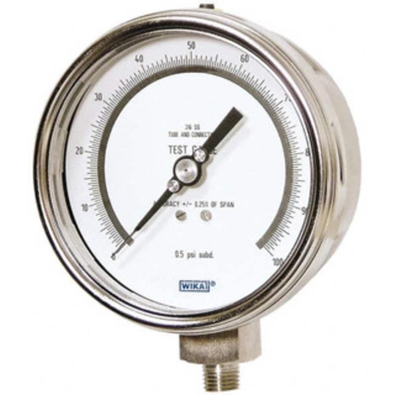 WIKA 4 Dial, 1/4 Thread, 0-60 Scale Range, Pressure Gauge Lower Connection Mount, Accurate to 0.25% of Scale 4220048 – 89047328