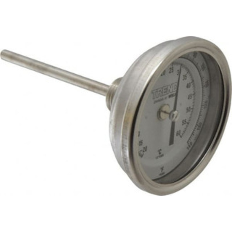 WIKA 4 Stem, 0 to 140 F Bi-Metal Thermometer Back Connected, 1% Accurate, Stainless Steel 30040A004G4 – 56426570