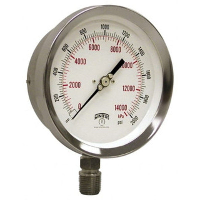 Winters Instruments 4 Dial, 1/4 Thread, 0-400 Scale Range, Pressure Gauge Lower Connection Mount, Accurate to 1% of Scale PSC272G – 55193288