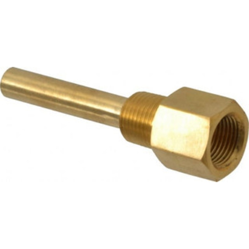 Alloy Engineering Company 4 Inch Overall Length, 1/2 Inch Thread, Brass Standard Thermowell 2-1/2 Inch Insertion Length .5-260S-U2.5 BR – 56466543
