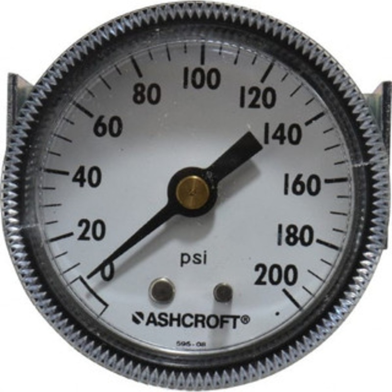 Ashcroft 2 Dial, 1/4 Thread, 0-200 Scale Range, Pressure Gauge Center Back Connection Mount 662876000562 – 56480080