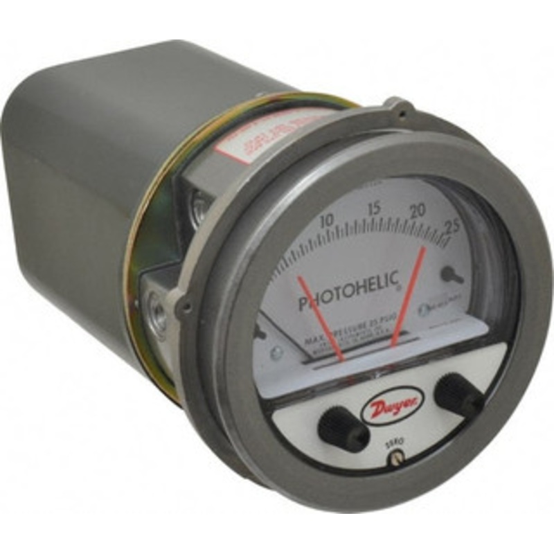 Dwyer Instruments 25 Max psi, 2% Accuracy, NPT Thread Photohelic Pressure Switch 1/8 Inch Thread, 25 Inch Water Column, 120F Max A3025 – 00497545
