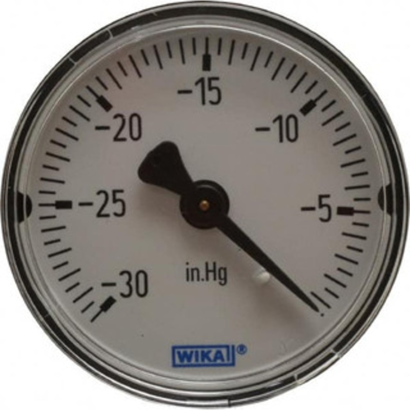 WIKA 2 Dial, 1/4 Thread, 30-0 Scale Range, Pressure Gauge Center Back Connection Mount, Accurate to 3-2-3% of Scale 4253256 – 63146450