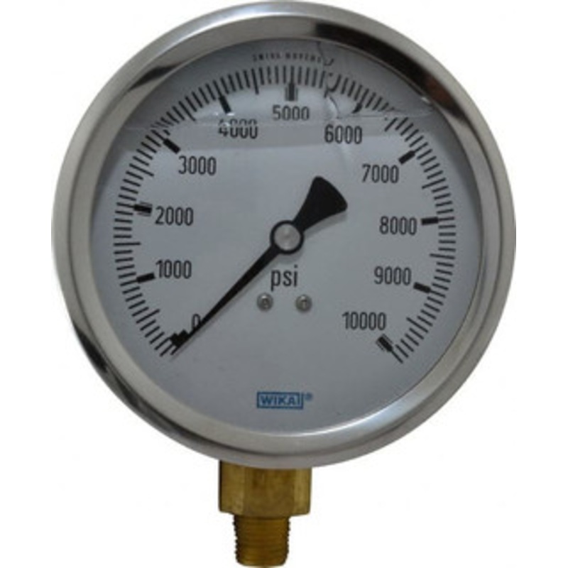 WIKA 4 Dial, 1/4 Thread, 0-10,000 Scale Range, Pressure Gauge Lower Connection Mount, Accurate to 1% of Scale 9699231 – 56454119