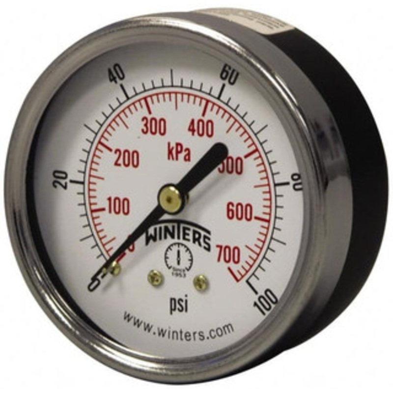 Winters Instruments 2-1/2 Dial, 1/4 Thread, 0-160 Scale Range, Pressure Gauge Center Back Connection Mount, Accurate to 3-2-3% of Scale PEM1440 – 89905475