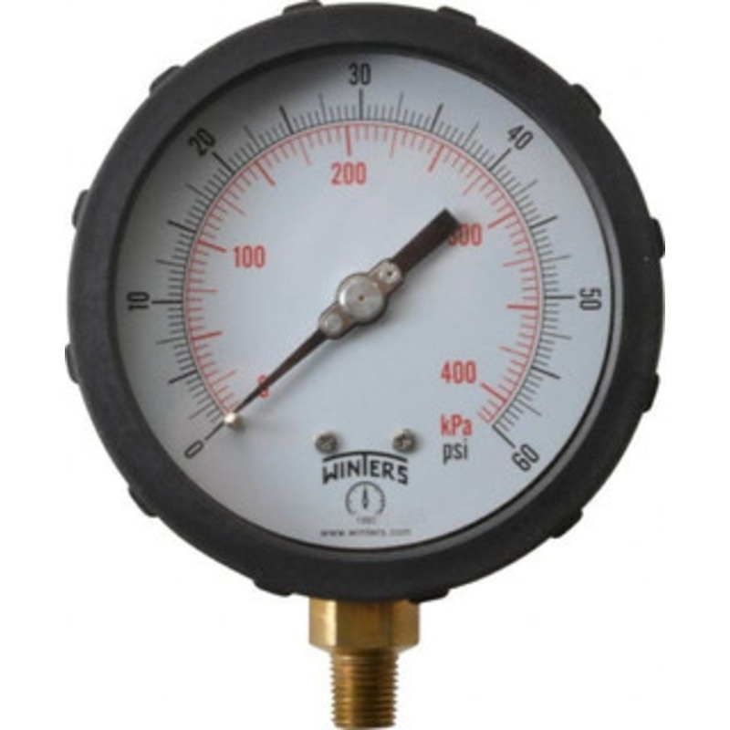 Winters Instruments 4 Dial, 1/4 Thread, 0-60 Scale Range, Pressure Gauge Lower Connection Mount, Accurate to 1% of Scale PCC603C3Y4SGC – 55193361