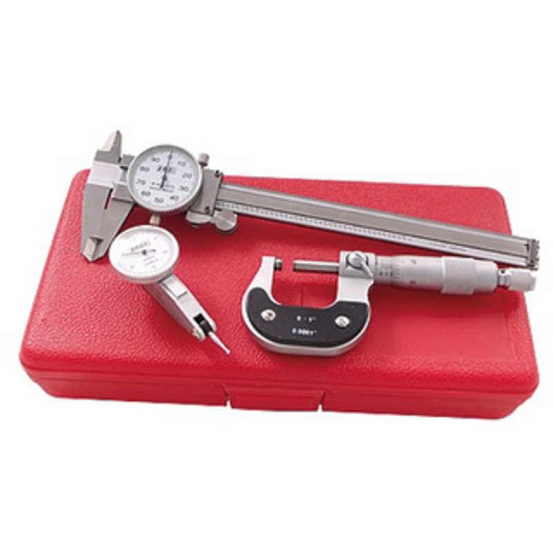 Precise 3 Piece Pro-Series Dial Caliper & Micrometer & Indicator Inspection Tool Kit – 4902-0003
